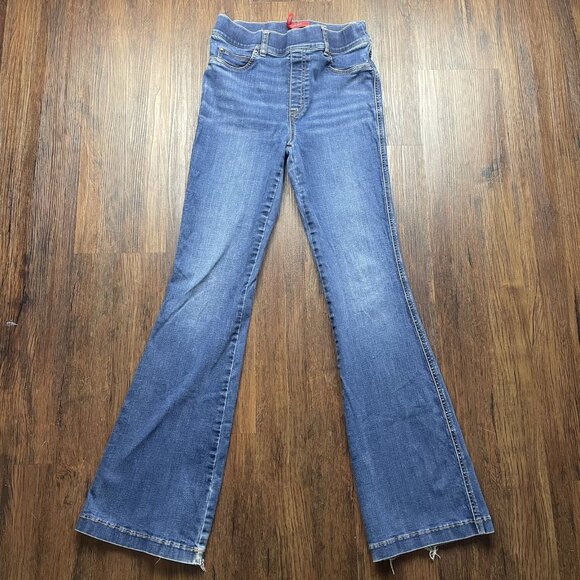 Spanx Jeans Women’s Medium Flare Bootcut Pull On Stretch Blue